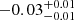 $ -0.03^{+0.01}_{-0.01} $
