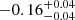 $ -0.16^{+0.04}_{-0.04} $
