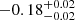 $ -0.18^{+0.02}_{-0.02} $