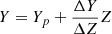 Mathematical equation: $ Y = Y_p + \frac{\Delta Y}{\Delta Z} Z $