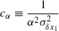 Mathematical equation: $$ \begin{aligned} c_\alpha&\equiv \frac{1}{\alpha ^2\sigma _{\delta x_1}^2} \end{aligned} $$
