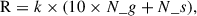 Mathematical equation: $$ \begin{aligned} \mathrm{R} = k \times (10 \times N\_g + N\_s), \end{aligned} $$