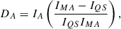 Mathematical equation: $$ \begin{aligned} D_{A} = I_{A}\left(\frac{I_{MA}-I_{QS}}{I_{QS}I_{MA}}\right), \end{aligned} $$