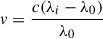 Mathematical equation: $ v=\frac{c(\lambda_{i}-\lambda_{0})}{\lambda_{0}} $