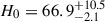 Mathematical equation: $ H_0 = 66.9^{+10.5}_{-2.1} $