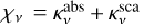 Mathematical equation: $\[\chi_{\nu}=\kappa_{\nu}^{\mathrm{abs}}+\kappa_{\nu}^{\mathrm{sca}}\]$