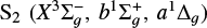 Mathematical equation: $\[\mathrm{S}_{2}\left(X^{3} \Sigma_{g}^{{}-}, b^{1} \Sigma_{g}^{+}, a^{1} \Delta_{g}\right)\]$