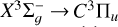 Mathematical equation: $\[X^{3} \Sigma_{g}^{{}-} \rightarrow C^{3} \Pi_{u}\]$