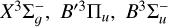 Mathematical equation: $\[X^{3} \Sigma_{g}^{{}-}, B^{\prime 3} \Pi_{u}, B^{3} \Sigma_{u}^{{}-}\]$