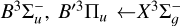 Mathematical equation: $\[B^{3} \Sigma_{u}^{{}-}, B^{\prime 3} \Pi_{u} \leftarrow X^{3} \Sigma_{g}^{{}-}\]$