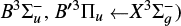 Mathematical equation: $\[B^{3} \Sigma_{u}^{{}-}, B^{\prime 3} \Pi_{u} \leftarrow X^{3} \Sigma_{g}^{{}-}\]$