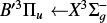 Mathematical equation: $\[B^{\prime 3} \Pi_u \leftarrow X^3 \Sigma_g^{{}-}\]$