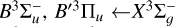 Mathematical equation: $\[B^{3} \Sigma_{u}^{{}-}, B^{\prime 3} \Pi_{u} \leftarrow X^{3} \Sigma_{g}^{{}-}\]$