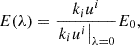 Mathematical equation: $$ \begin{aligned} E(\lambda ) = \frac{k_{i} u^{i}}{\left. k_{i} u^{i}\right|_{\lambda =0}} E_0, \end{aligned} $$