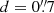 Mathematical equation: $ d=0{{\overset{\prime\prime}{.}}}7 $