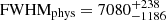 Mathematical equation: $ \rm{FWHM}_\mathrm{{phys}}=7080^{+238}_{-1186} $