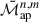 Mathematical equation: $ \bar{\mathcal{M}}_{\mathrm{ap}}^{n,m} $