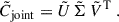 Mathematical equation: $$ \begin{aligned} \tilde{C}_{\rm joint}=\tilde{U}\,\tilde{\Sigma }\,\tilde{V}^\mathrm{T}\;. \end{aligned} $$