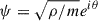 Mathematical equation: $ \psi = \sqrt{\rho/m}e^{i\theta} $