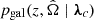 Mathematical equation: $ p_{\mathrm{gal}}(z,\hat{\Omega} \mid \boldsymbol{\lambda}_c) $