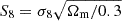 Mathematical equation: $ S_8=\sigma_8\sqrt{\Omega_{\mathrm{m}}/0.3} $