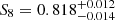 Mathematical equation: $ S_8=0.818^{+0.012}_{-0.014} $