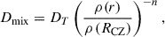 Mathematical equation: $$ \begin{aligned} D_\mathrm{mix} =D_T\left(\frac{\rho (r)}{\rho \left(R_{\mathrm{CZ} } \right)} \right)^{-n}, \end{aligned} $$