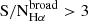 Mathematical equation: $ \mathrm{S/N}_{\mathrm{H}\alpha}^{\mathrm{broad}} > 3 $