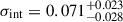 Mathematical equation: $ \sigma_{\mathrm{int}}=0.071^{+0.023}_{-0.028} $