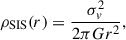 Mathematical equation: $$ \begin{aligned} \rho _\text{SIS}(r) = \frac{\sigma _v^2}{2\pi Gr^2}, \end{aligned} $$