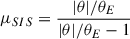 Mathematical equation: $$ \begin{aligned} \mu _{SIS}=\frac{|\theta |/\theta _E}{|\theta |/\theta _E-1} \end{aligned} $$