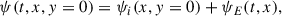 Mathematical equation: $$ \begin{aligned}&\psi (t,x,{ y}=0)=\psi _i(x,{ y}=0)+\psi _E(t,x),\end{aligned} $$