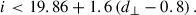 Mathematical equation: $$ \begin{aligned}&i < 19.86+1.6\,(d_\perp -0.8)\,. \end{aligned} $$