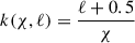 Mathematical equation: $ k(\chi,\ell) = \frac{\ell+0.5}{\chi} $