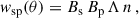 Mathematical equation: $$ \begin{aligned} {w}_{\rm sp}(\theta ) = B_{\rm s}\,B_{\rm p}\,\Lambda \, {n}\,, \end{aligned} $$
