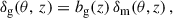 Mathematical equation: $$ \begin{aligned} \delta _{\rm g}({\theta },\,z) = b_{\rm g}(z)\,\delta _{\rm m}({\theta },z)\,, \end{aligned} $$