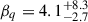 Mathematical equation: $ \beta_q = 4.1^{+8.3}_{-2.7} $