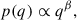 Mathematical equation: $$ \begin{aligned} p(q)\propto q^{\beta }, \end{aligned} $$