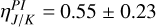 Mathematical equation: $\eta _{J/K}^{PI} = 0.55 \pm 0.23$