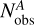 Mathematical equation: $N_{{\rm{obs}}}^A$