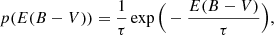 Mathematical equation: $$ \begin{aligned} p(E(B-V)) = \frac{1}{\tau }\exp \Big (-\frac{E(B-V)}{\tau }\Big ), \end{aligned} $$