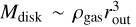 Mathematical equation: ${M_{{\rm{disk}}}}\~{\rho _{{\rm{gas}}}}r_{{\rm{out}}}^3$