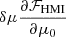 Mathematical equation: $ \delta\mu \frac{\partial \mathcal{F}_{\mathrm{HMI}}}{\partial\mu_0} $