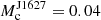 Mathematical equation: $ M_{\mathrm{c}}^{\mathrm{{J1627}}} =0.04 $