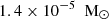 Mathematical equation: $ 1.4 \times 10^{-5} \ \text{ M}_{\odot} $