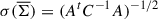 Mathematical equation: $ \sigma(\overline{\Sigma}) = (A^tC^{-1}A)^{-1/2} $