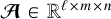 Mathematical equation: $\tensorA\in\mathbb{R}^{\ell \times m \times n}$