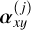 Mathematical equation: $\boldsymbol{\alpha}_{xy}^{(j)}$