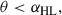 Mathematical equation: $$ \begin{aligned}&\theta < \alpha _{\mathrm{HL} }, \end{aligned} $$