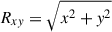 Mathematical equation: $ R_{x\mathit{y}} = \sqrt{x^{2} + \mathit{y}^{2}} $